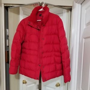 Lands’ End women’s red puffer winter jacket